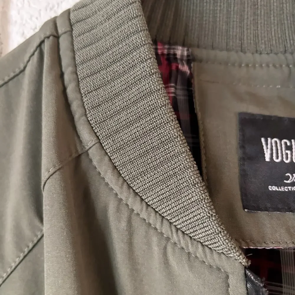 Vogue Dress Olive Green Bomber Jacket Women Sz Small Zip Capsule Wardrobe Staple